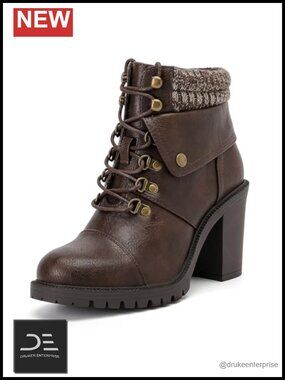 Women's Extra Wide Calf Ankle Boots Faux Leather Memory Foam Block Heel